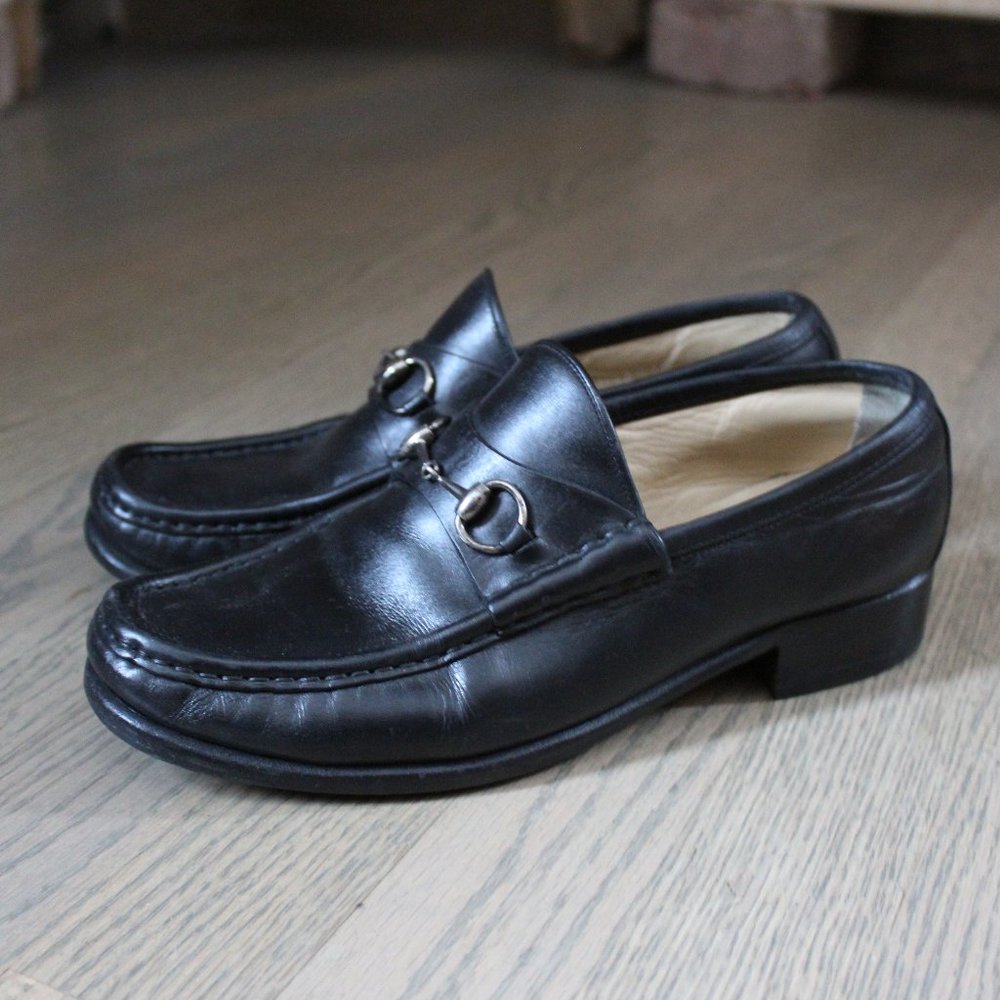 Vintage GUCCI Horsebit 0136 98 women's black leather loafer